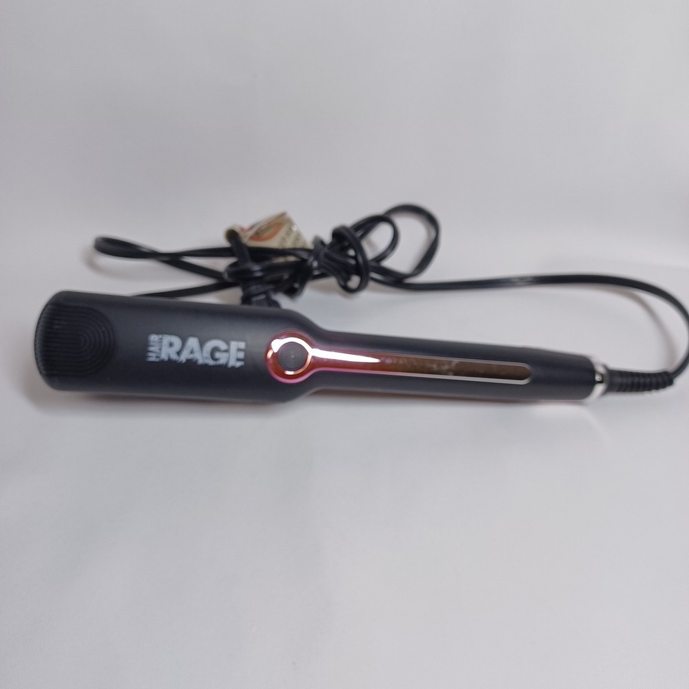 Hair Rage Feather Ultra Light 1.5" Ceramic Ionic Infrared Flat Iron Rose Black